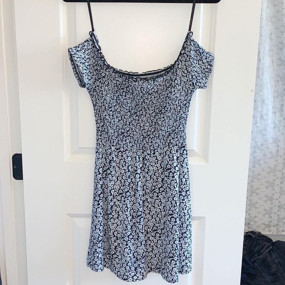 Hollister Floral B&W Off The Shoulder Skater Dress